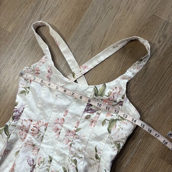 Brock Collection x H&M cream floral cross back midi dress XS 0 2 linen lyocell - Picture 11 of 16